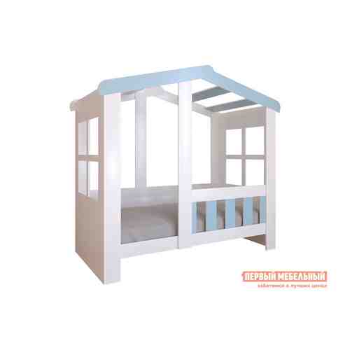 Детская кровать Астра Домик Белый / Голубой, Без ящика арт. 147639